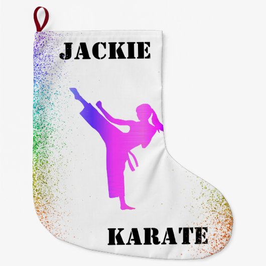 Meisjes Karate Rainbow Speckles Grote Kerstsok (Voorkant)