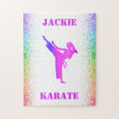 Meisjes Karate Rainbow Speckles Legpuzzel (Verticaal)