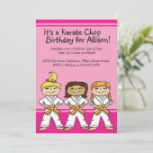 Meisjes Karate Thmed Birthday Party Kaart (Staand voorkant)