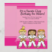 Meisjes Karate Thmed Birthday Party Kaart (Voorkant / Achterkant)