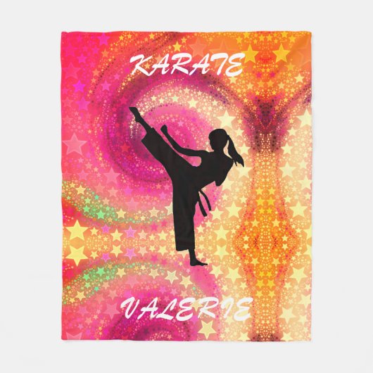 Meisjes Karate Tropische Wervel Fleece Deken (Voorkant)