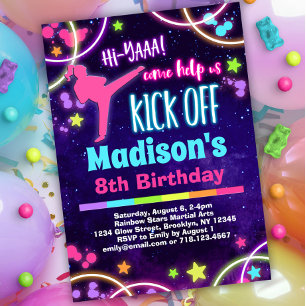 Meisjes Karate Verjaardagsfeestje Kaart