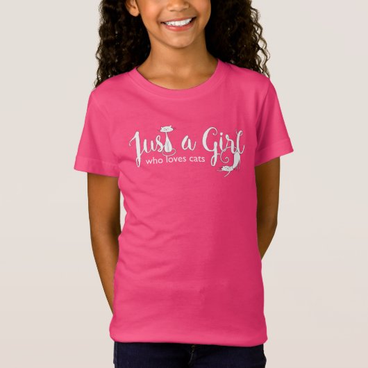 Meisjes Kat Love Gewoon een Girl T-Shirt Kat T-shi (Voorkant)