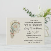 Meisjes Katholieke Eerste Heilige Communie Uitnodi Kaart (Staand voorkant)