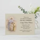 Meisjes Katholieke Eerste Heilige Communie Uitnodi Kaart (Staand voorkant)