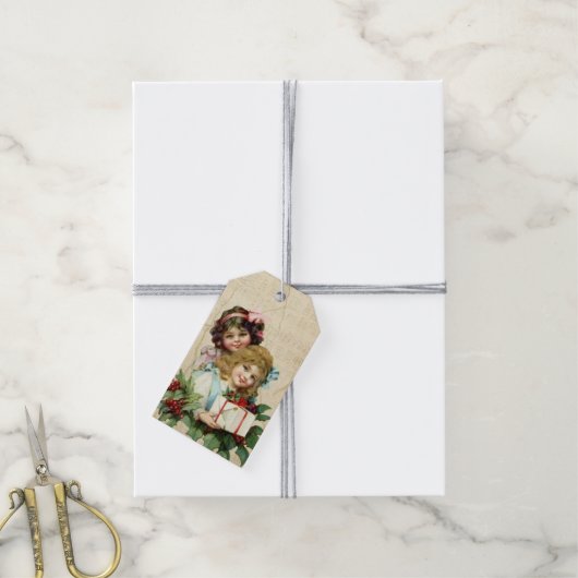  meisjes kerst Labels | Klassieke feestdag Cadeaulabel (Met Touw)