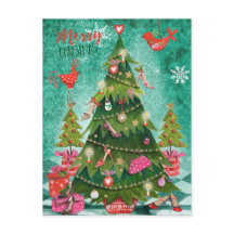 Meisjes kerstboom | Vakantieknopkaart