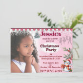 Meisjes Kerstfeest Foto Uitnodiging (Staand voorkant)