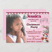 Meisjes Kerstfeest Foto Uitnodiging (Voorkant / Achterkant)