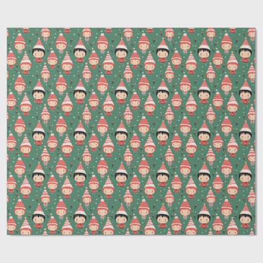 Meisjes Kerstmis Cadeaupapier (Vlak)