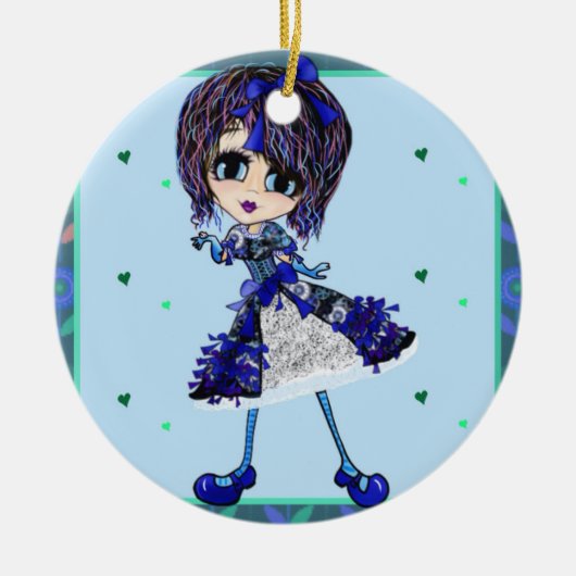 Meisjes Kerstmis Keramisch Ornament (Voorkant)