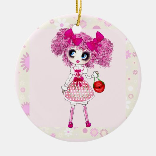 Meisjes Kerstmis Keramisch Ornament (Voorkant)