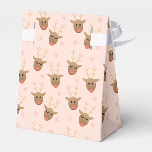 Meisjes kerstrendierpatroonroze goud bedankdoosjes (Achterkant)