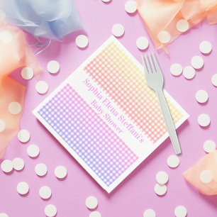 Meisjes Kids Verjaardag Baby shower Pastel Gingham Servet