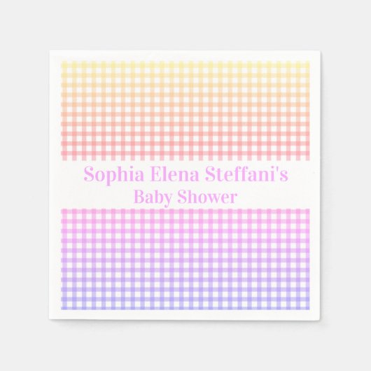 Meisjes Kids Verjaardag Baby shower Pastel Gingham Servet (Voorkant)