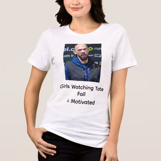 Meisjes kijken naar Tate vallen: Gemotiveerd Tri-Blend Shirt (Voorkant)