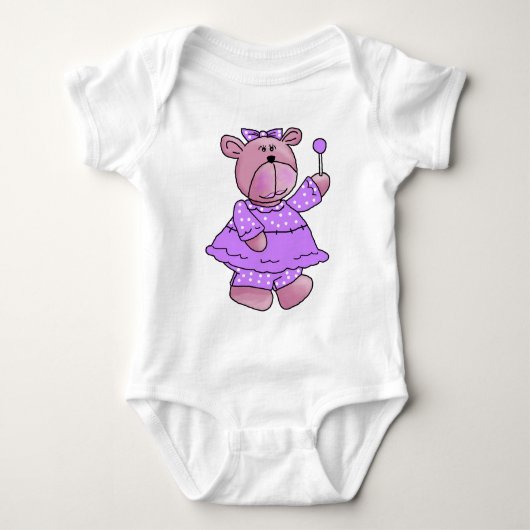 Meisjes Kind Paarse Lollipop Beer Romper (Voorkant)
