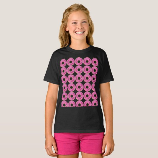 Meisjes Kinder Funny Pink Donuts T-shirts (Voorkant volledig)