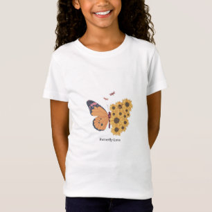 Meisjes kinder vlinder en zonnebloem T shirt