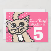 Meisjes kitten kat party roze uitnodiging (Voorkant)