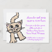 Meisjes kitten paarse uitnodiging (Achterkant)