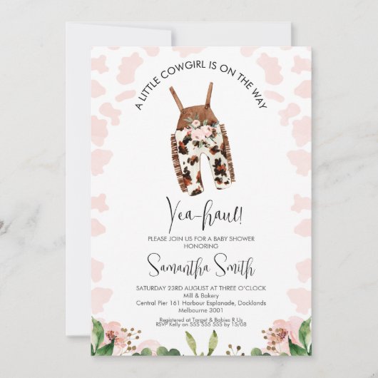 Meisjes Kleine Cowgirl Op Weg Baby Shower Kaart (Voorkant)