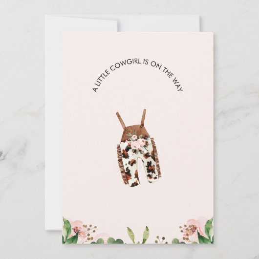 Meisjes Kleine Cowgirl Op Weg Baby Shower Kaart (Achterkant)