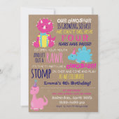 Meisje's kleine dinosaurus kinderen verjaardag uit kaart (Voorkant)