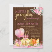 Meisjes kleine pompoen rustieke houten Herfst Baby Kaart (Voorkant)