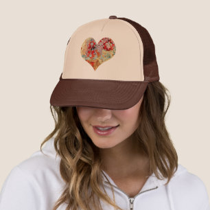 Meisjes kleurig floreel hartpatroon trucker pet