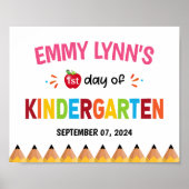 Meisjes Kleurrijke eerste dag van de school kleute Poster (Voorkant)