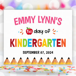 Meisjes Kleurrijke eerste dag van de school kleute Poster