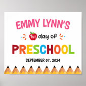 Meisjes Kleurrijke eerste dag van de school voorsc Poster (Voorkant)