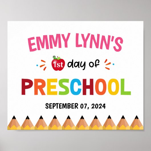 Meisjes Kleurrijke eerste dag van de school voorsc Poster (Voorkant)