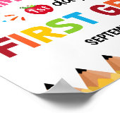 Meisjes kleurrijke eerste schooldag eerste klas poster (Hoek)