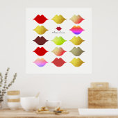 meisjes kleurrijke lippen / kleurstofmonden op wit poster (Keuken)