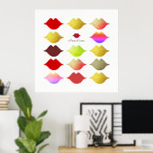 meisjes kleurrijke lippen / kleurstofmonden op wit poster (Thuiskantoor)