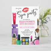 Meisjes Kleurrijke Lippen Spa Party Verjaardag Uit Kaart (Staand voorkant)