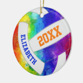 meisjes kleurrijke regenboogkeepaardvolleybal keramisch ornament (Links)