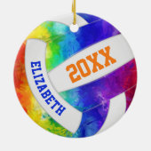 meisjes kleurrijke regenboogkeepaardvolleybal keramisch ornament (Achterkant)