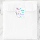 Meisjes Kleurrijke Rock Klimmen Party Vierkante Sticker (Tas)