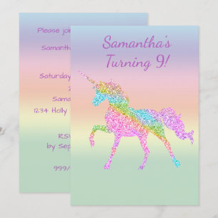 Meisje's kleurrijke sprankelende Eenhoorn Party ui Kaart