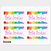 Meisjes kleurrijke verfnaam roze id label sticker (Vel)