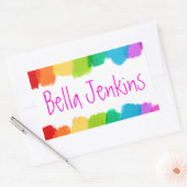 Meisjes kleurrijke verfnaam roze id label sticker (Envelop)