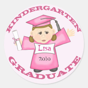 Meisjes Kleuterschool Afstuderen Ronde Sticker