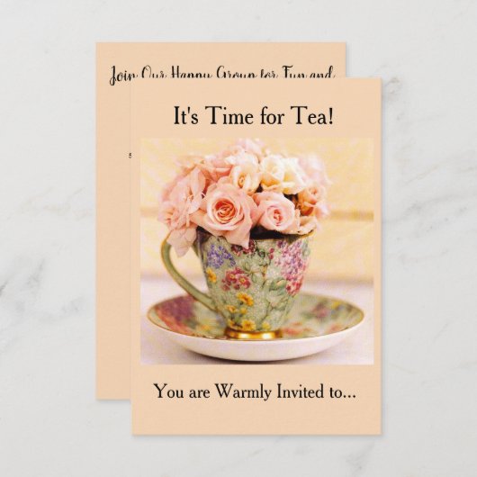 MEISJES KRIJGEN SAMENWERKING INVITATIE KAART (Voorkant / Achterkant)