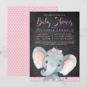 Meisjes krijtbord olifant Baby shower uitnodiging (Voorkant / Achterkant)
