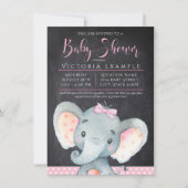Meisjes krijtbord olifant Baby shower uitnodiging (Voorkant)