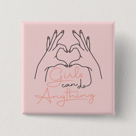 Meisjes kunnen alles Buttonnen Vierkante Button 5,1 Cm (Voorkant)