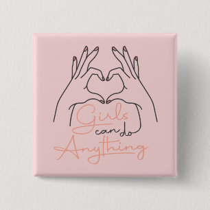 Meisjes kunnen alles Buttonnen Vierkante Button 5,1 Cm